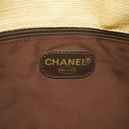 Chanel Tote Bag Canvas Beige Brown Gold — view 5