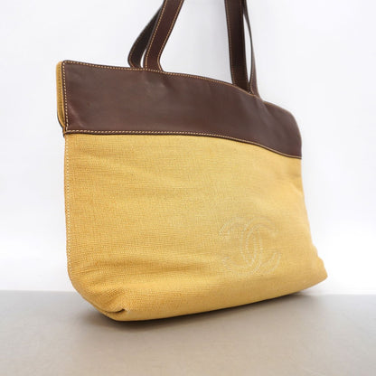 Chanel Tote Bag Canvas Beige Brown Gold — view 2