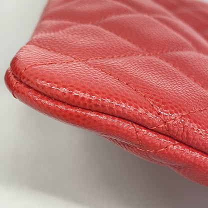Chanel Clutch Quilted Caviar Leather Red Gold — view 7