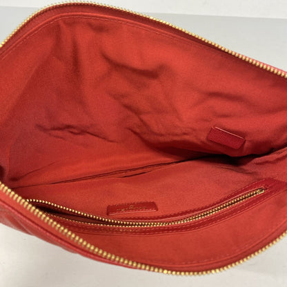 Chanel Clutch Quilted Caviar Leather Red Gold — view 4