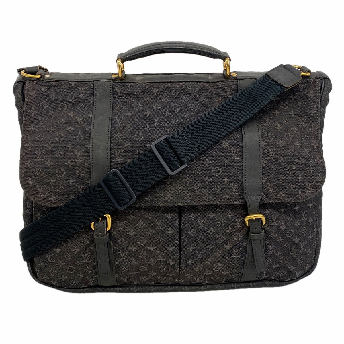 Louis Vuitton Handbag Monogram Mini Denise Blue 2-Way Bag