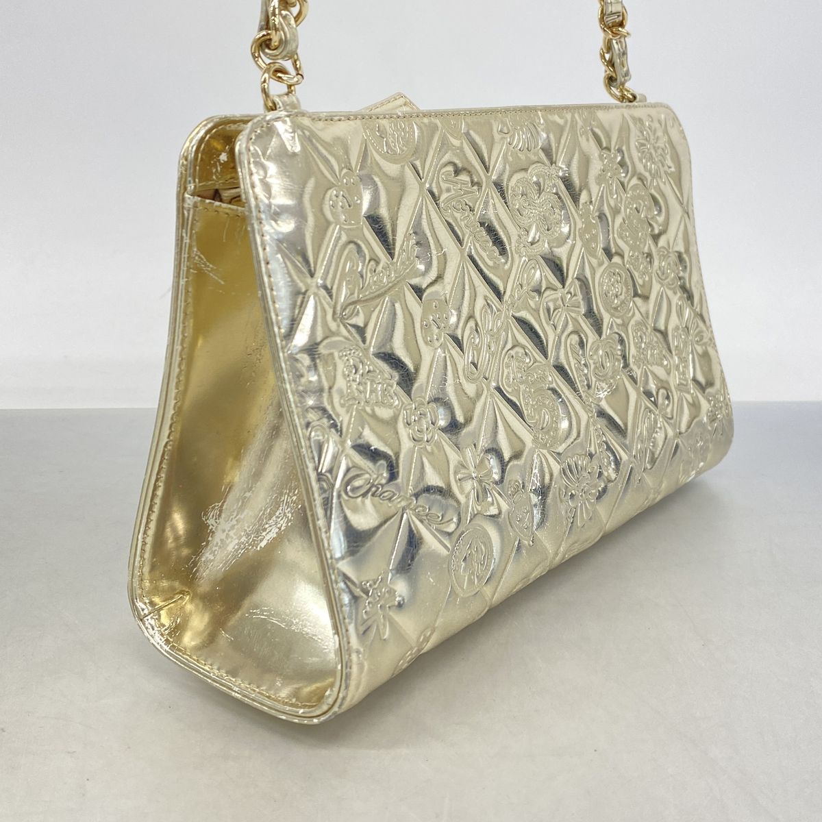 Chanel Shoulder Bag Icon Patent Leather Champagne Gold — view 2