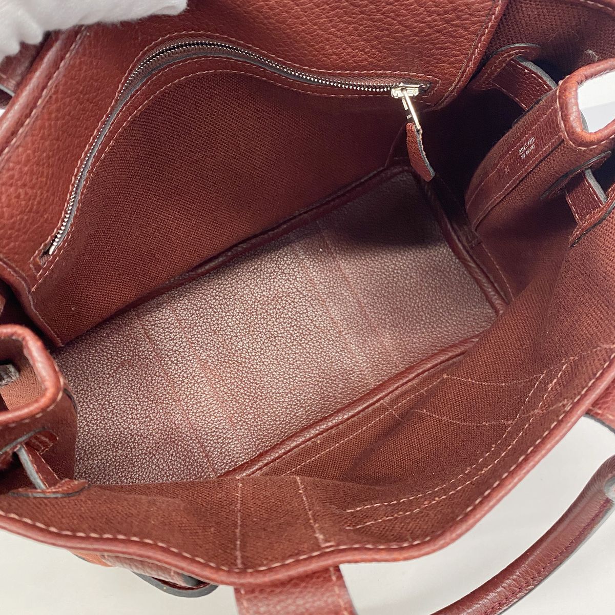 Hermes Tote Bag Petite Ceinture Toile H Red Silver — view 4