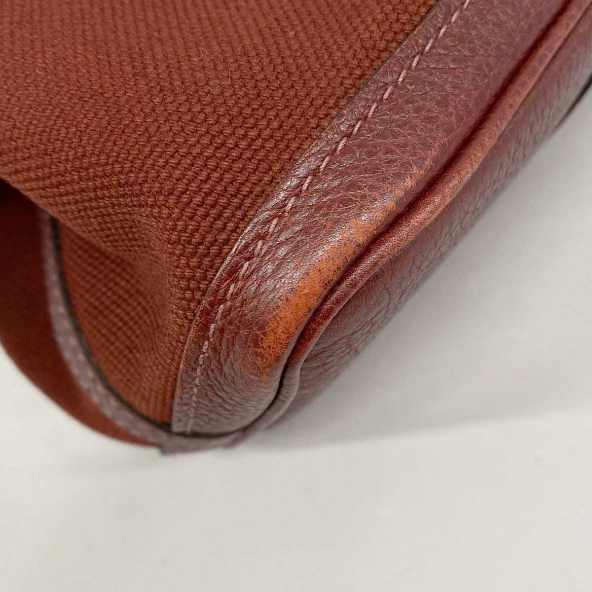 Hermes Tote Bag Petite Ceinture Toile H Red Silver — view 6