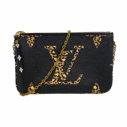 Louis Vuitton Shoulder Bag Monogram Jungle Pochette Double Zip Black Brown