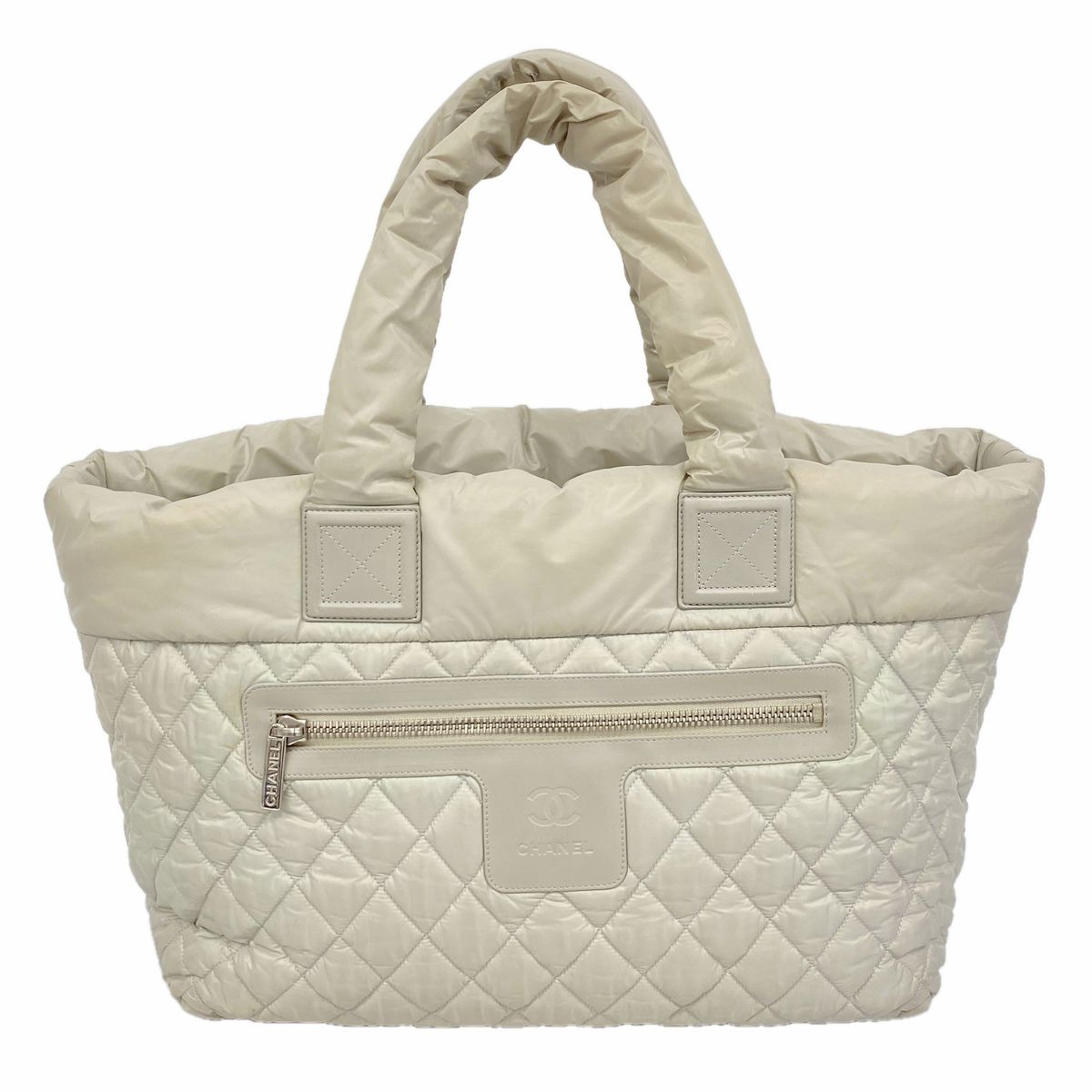 Chanel Tote Bag Coco Cocoon Nylon Gray Silver