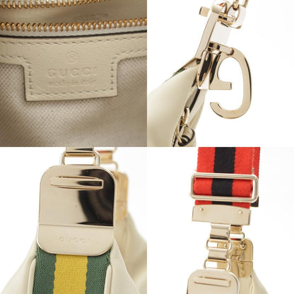 Gucci Attache Medium Leather 2-Way Shoulder Bag G with Replacement Strap White — view 8