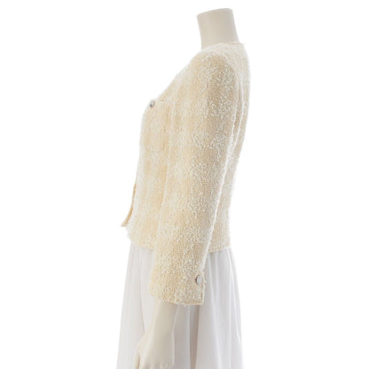 Chanel Tweed Coco Buttons Collarless Jacket White 36 — view 3