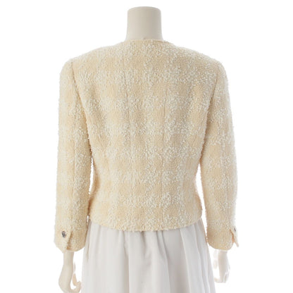 Chanel Tweed Coco Buttons Collarless Jacket White 36 — view 4