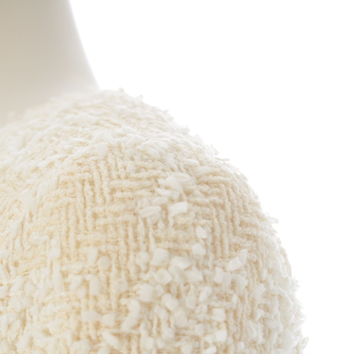 Chanel Tweed Coco Buttons Collarless Jacket White 36 — view 6