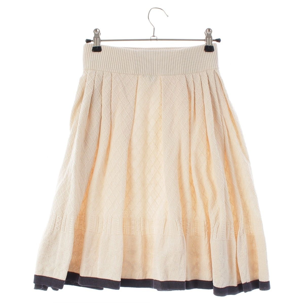 Chanel Cotton Medusa Face Charm Cable Knit Skirt Ivory Navy 38 — view 2