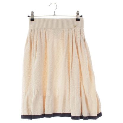 Chanel Cotton Medusa Face Charm Cable Knit Skirt Ivory Navy 38