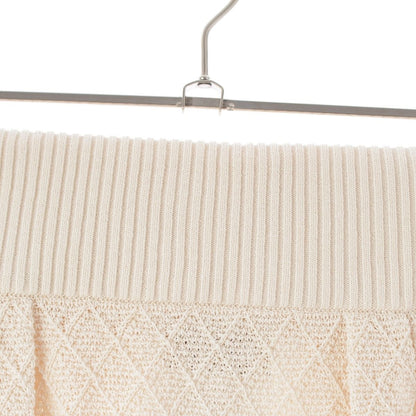 Chanel Cotton Medusa Face Charm Cable Knit Skirt Ivory Navy 38 — view 3