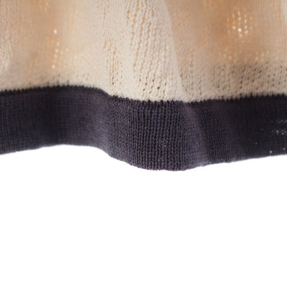 Chanel Cotton Medusa Face Charm Cable Knit Skirt Ivory Navy 38 — view 6