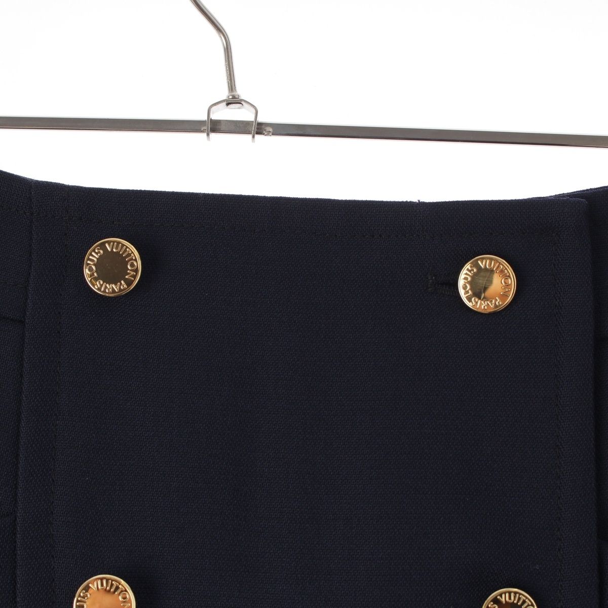 Louis Vuitton Nicolas Ghesquiere by Wool Rayon Gold Button Front Slit Skirt — view 3