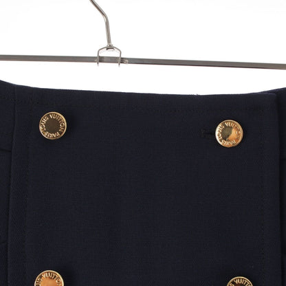 Louis Vuitton Nicolas Ghesquiere by Wool Rayon Gold Button Front Slit Skirt — view 3