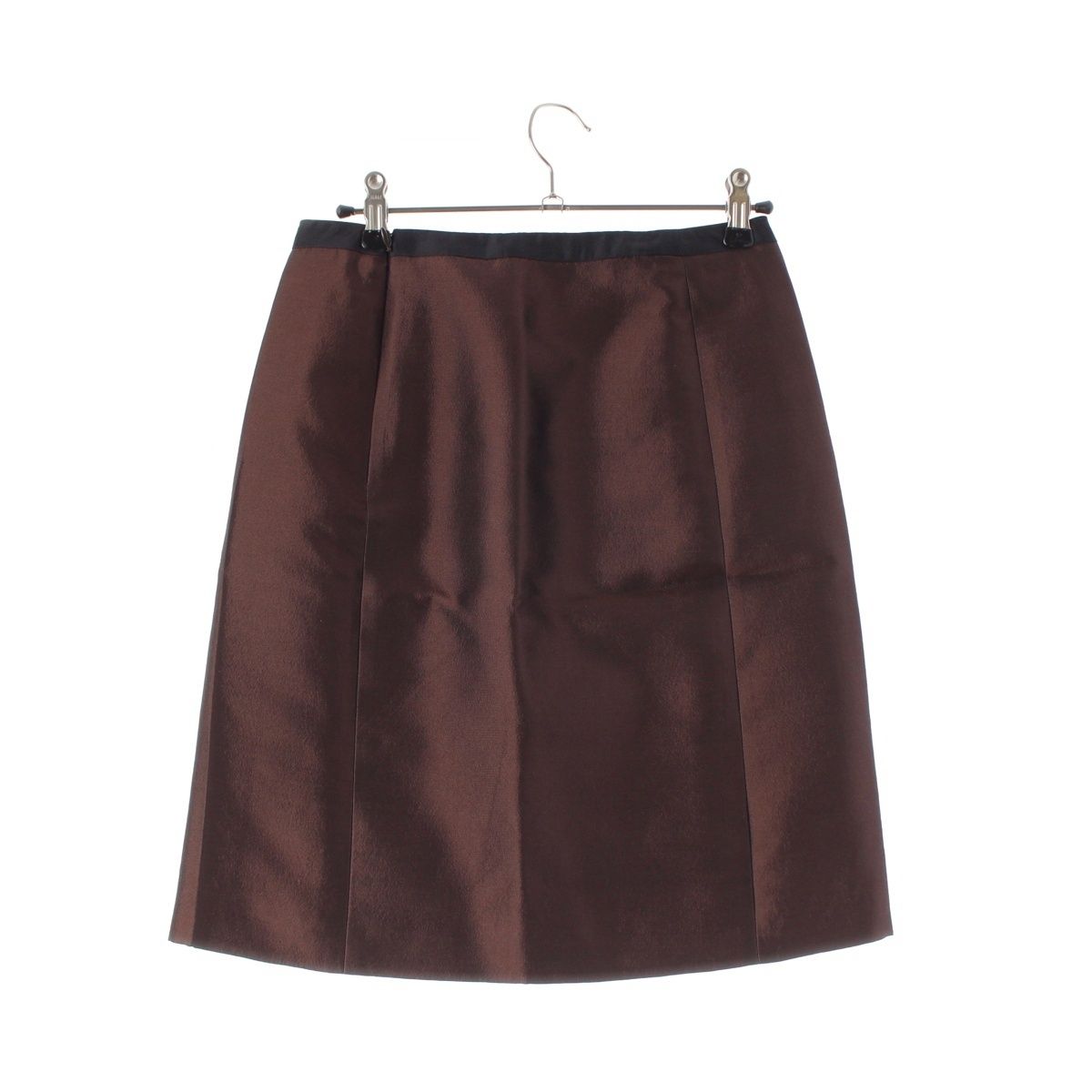 Prada Archives Wool Silk Line Contrast Skirt Brown Black Beige 36 — view 2