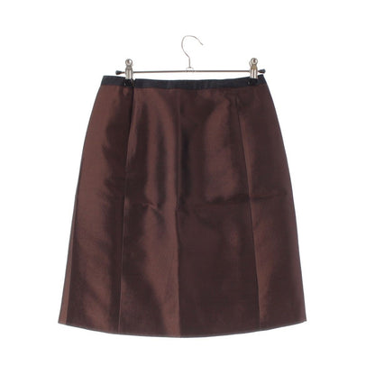 Prada Archives Wool Silk Line Contrast Skirt Brown Black Beige 36 — view 2