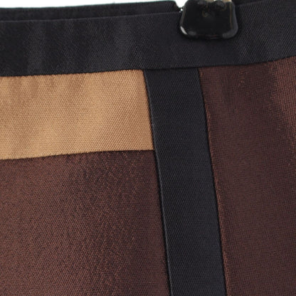 Prada Archives Wool Silk Line Contrast Skirt Brown Black Beige 36 — view 4