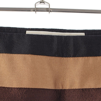 Prada Archives Wool Silk Line Contrast Skirt Brown Black Beige 36 — view 3