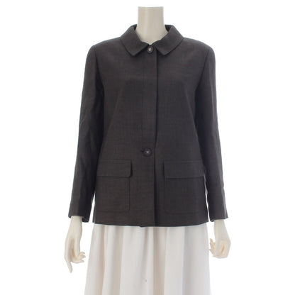 Chanel 98c Linen Wool Coco Buttons Hiyo Tailored Jacket Short Coat Top Brown 38