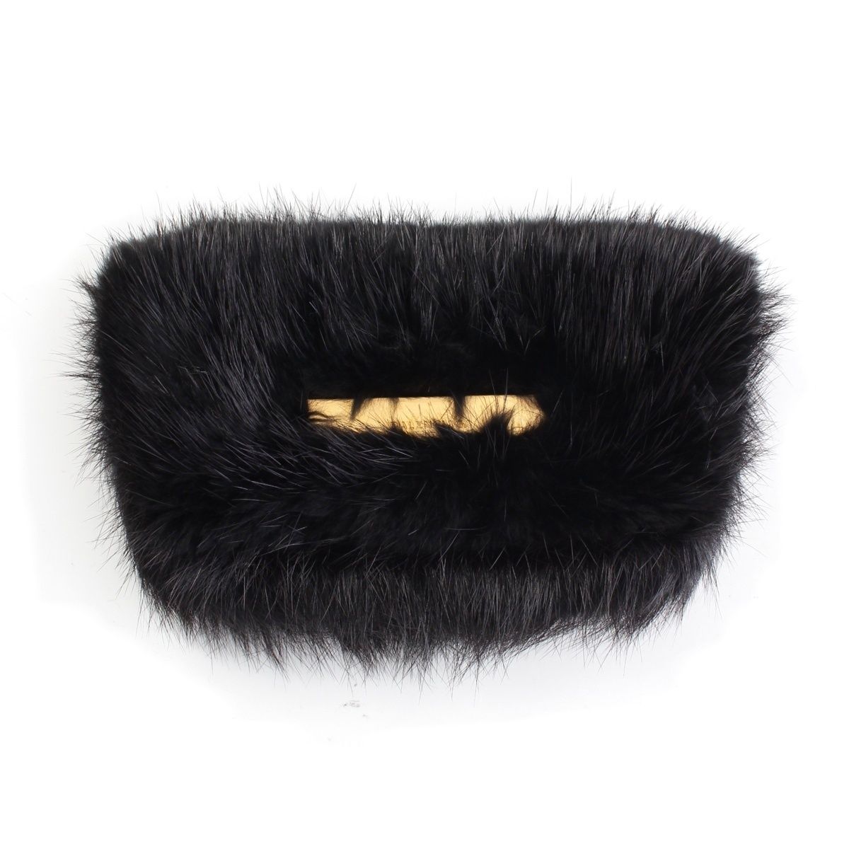 Balenciaga Fur Archive Metal Plate Clutch Black