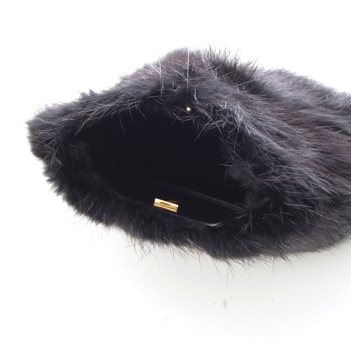 Balenciaga Fur Archive Metal Plate Clutch Black — view 8
