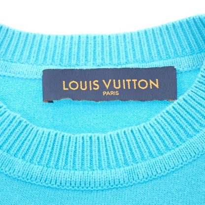 Louis Vuitton Embroidered Signature Short Sleeve Knit T-Shirt Blue Sweater L — view 5