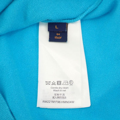 Louis Vuitton Embroidered Signature Short Sleeve Knit T-Shirt Blue Sweater L — view 6