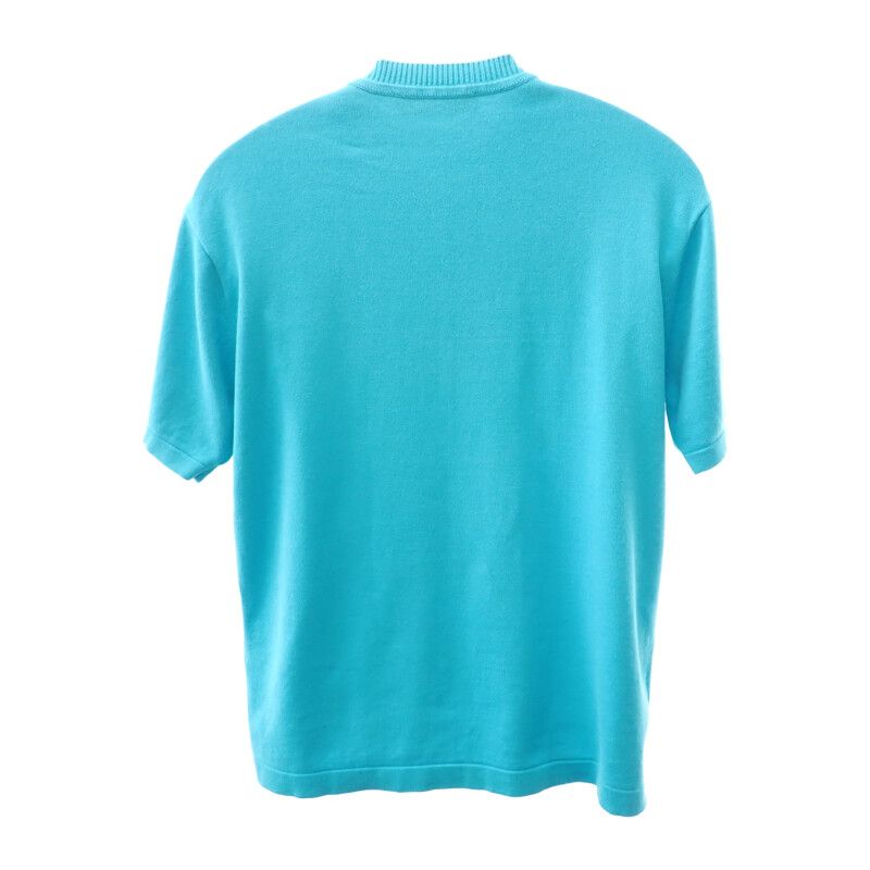 Louis Vuitton Embroidered Signature Short Sleeve Knit T-Shirt Blue Sweater L — view 2