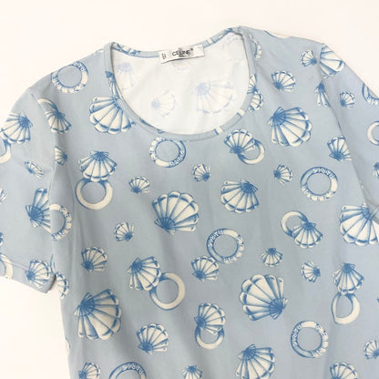 Celine Marine Pattern Short Sleeve T-Shirt Crew Neck Top All Over Print Elastic — view 4