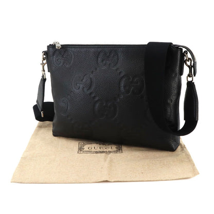 Gucci Jumbo GG Shoulder Bag Leather Black Silver — view 2