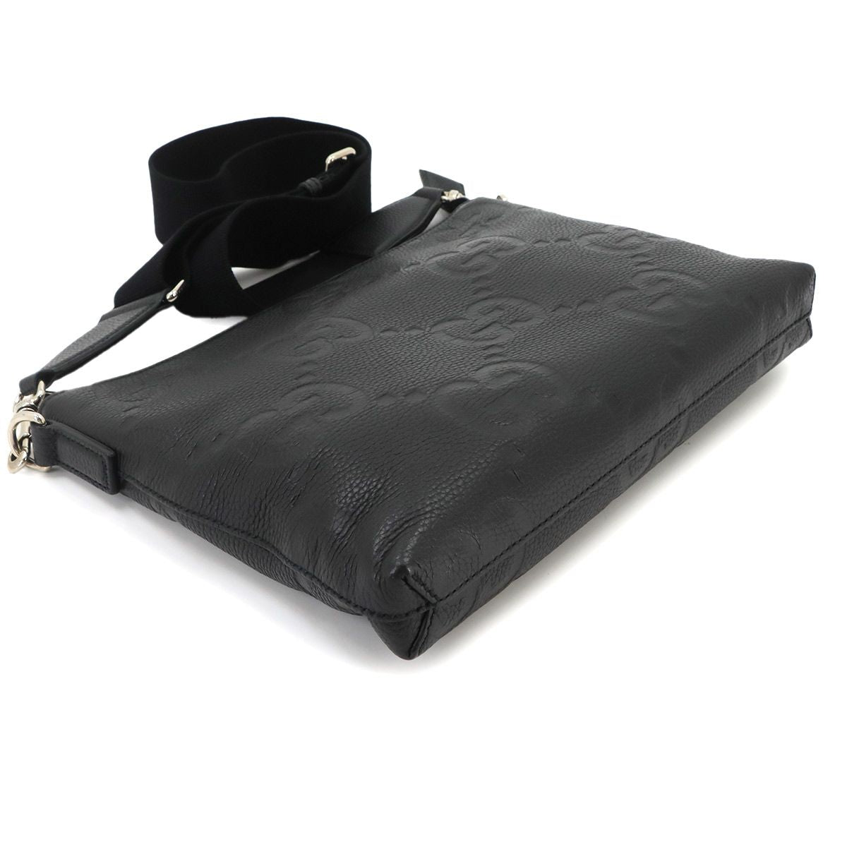Gucci Jumbo GG Shoulder Bag Leather Black Silver — view 5