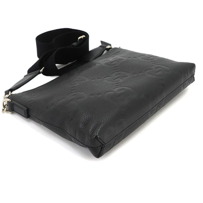 Gucci Jumbo GG Shoulder Bag Leather Black Silver — view 5