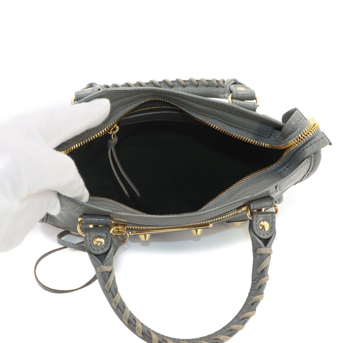 Balenciaga Classic Metallic Edge Mini City 2-Way Bag Leather Gray — view 7