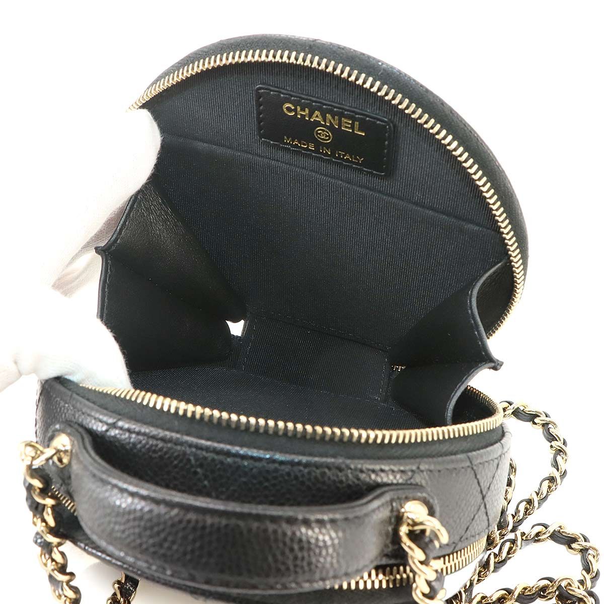 Chanel Quilted Small Vanity 2-Way Chain Shoulder Bag Caviar Leather Black — view 6