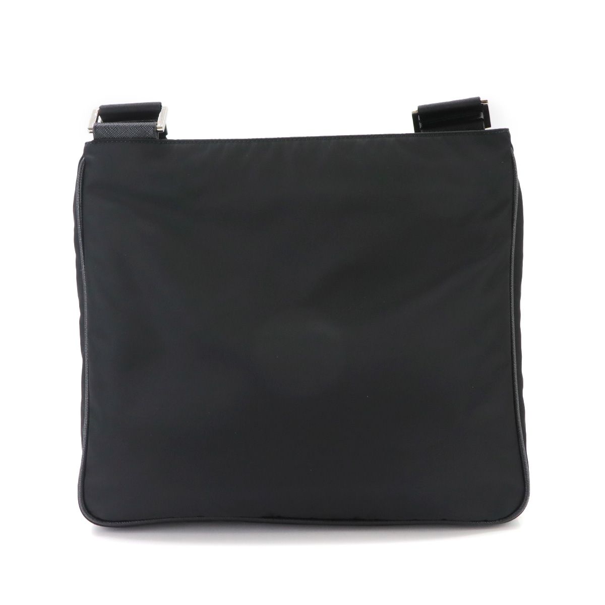 Prada Shoulder Bag Nylon Saffiano Leather Nero Black Silver — view 3