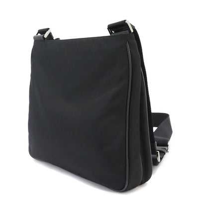 Prada Shoulder Bag Nylon Saffiano Leather Nero Black Silver — view 4