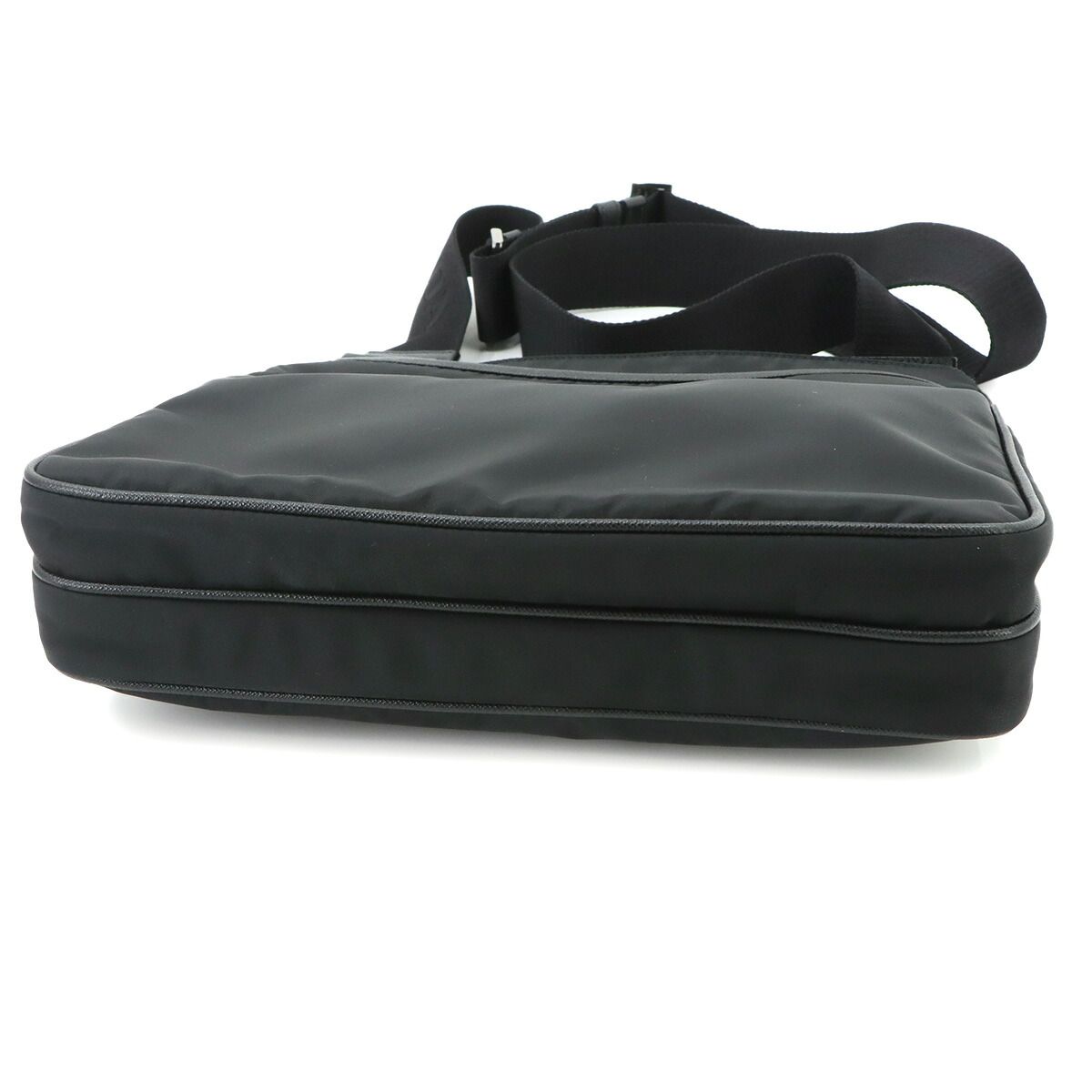 Prada Shoulder Bag Nylon Saffiano Leather Nero Black Silver — view 5