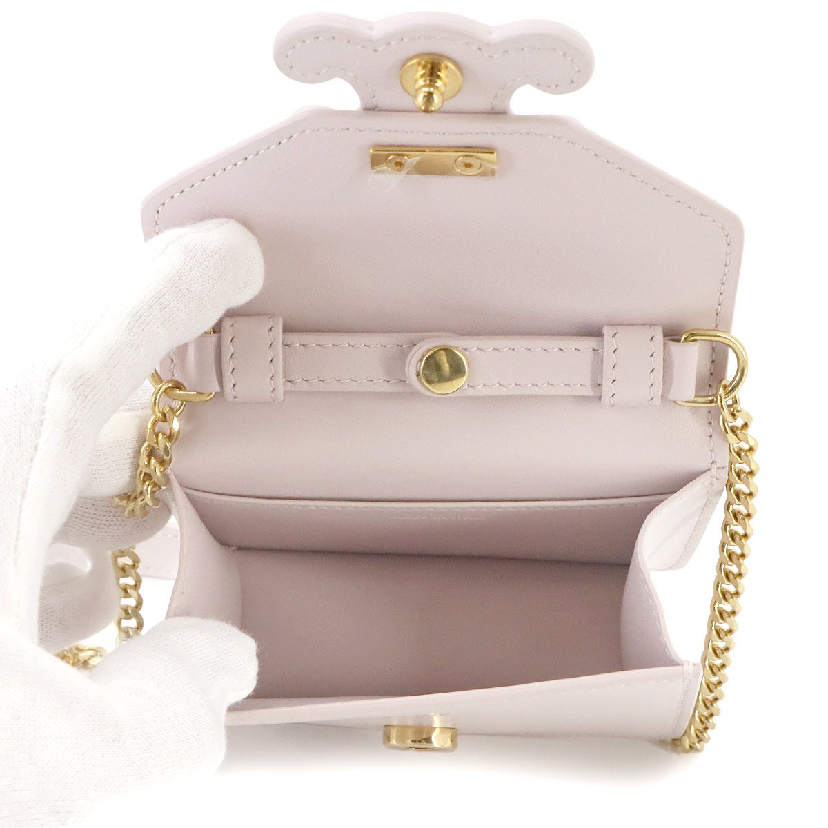 Celine Triomphe Chain Shoulder Bag Leather Pink Gold — view 7