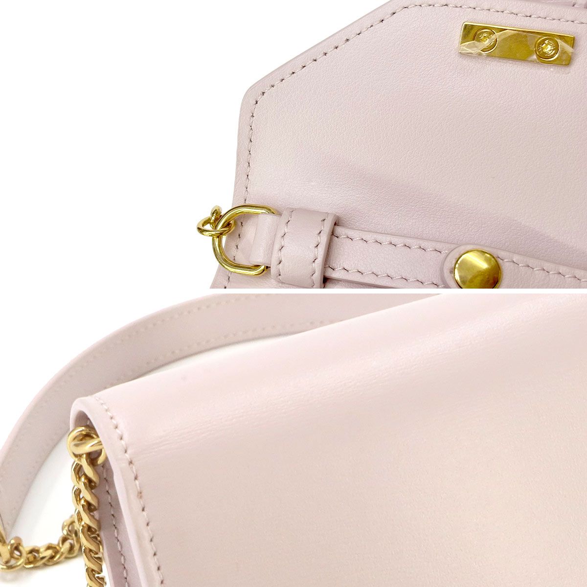 Celine Triomphe Chain Shoulder Bag Leather Pink Gold — view 8