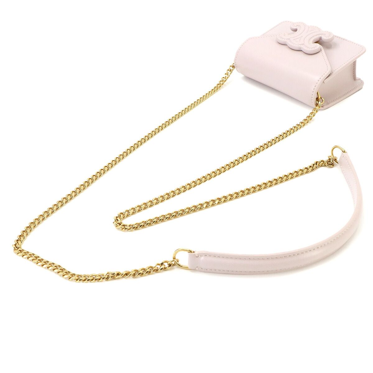 Celine Triomphe Chain Shoulder Bag Leather Pink Gold — view 5