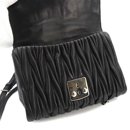 Miu Miu Matelasse Chain Shoulder Bag Leather Nero Silver — view 8