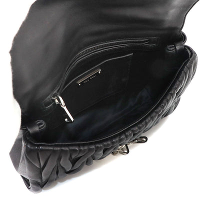 Miu Miu Matelasse Chain Shoulder Bag Leather Nero Silver — view 7