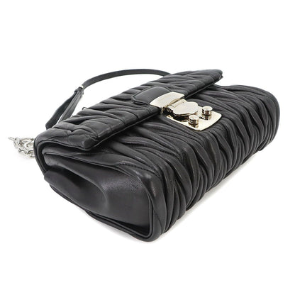 Miu Miu Matelasse Chain Shoulder Bag Leather Nero Silver — view 5