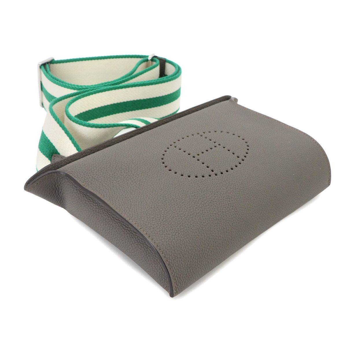 Hermes Vide Poche Shoulder Bag Togo Etain Vert Vertigo Silver — view 4