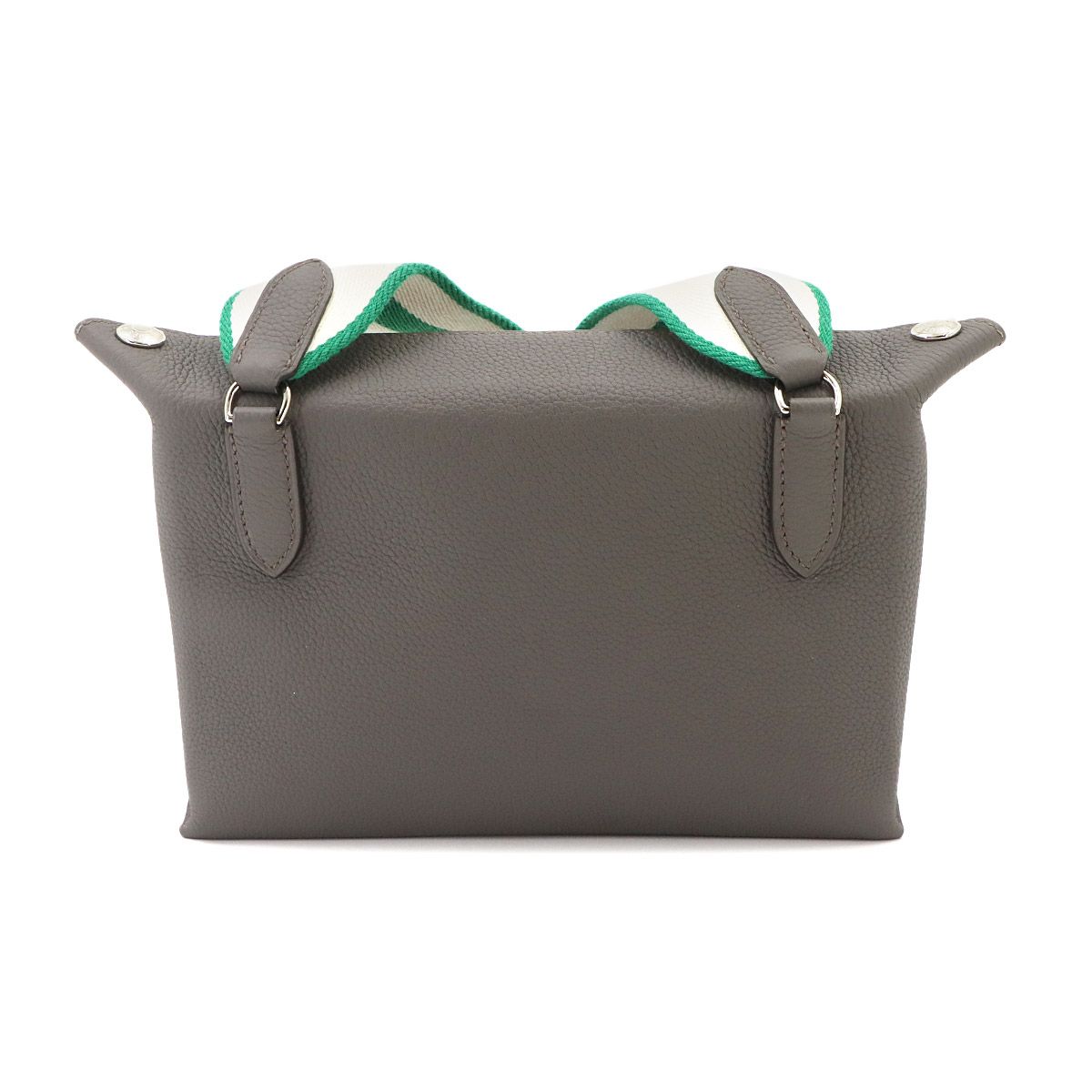 Hermes Vide Poche Shoulder Bag Togo Etain Vert Vertigo Silver — view 2