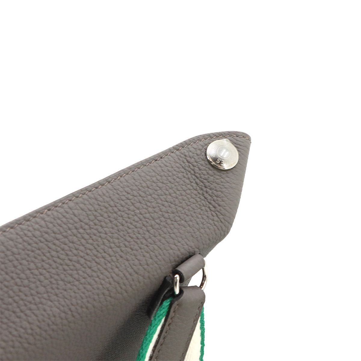 Hermes Vide Poche Shoulder Bag Togo Etain Vert Vertigo Silver — view 8