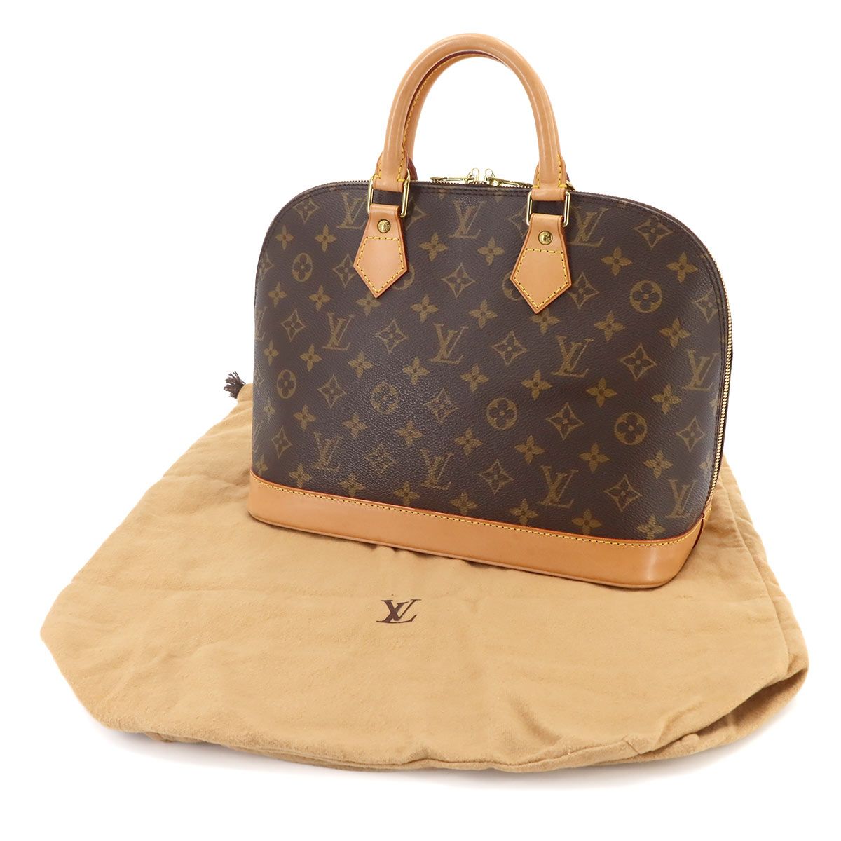 Louis Vuitton Monogram Alma Hand Bag Brown Gold — view 2