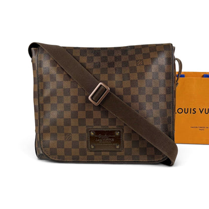 Louis Vuitton Cross Brooklyn MM Damier Leather Ebene Shoulder Bag